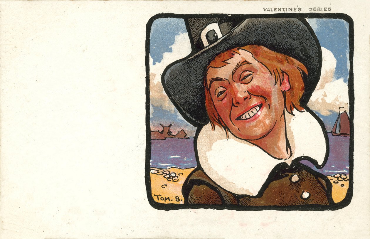 Smling en costume hollandais (lithographie couleur) - Tom Browne