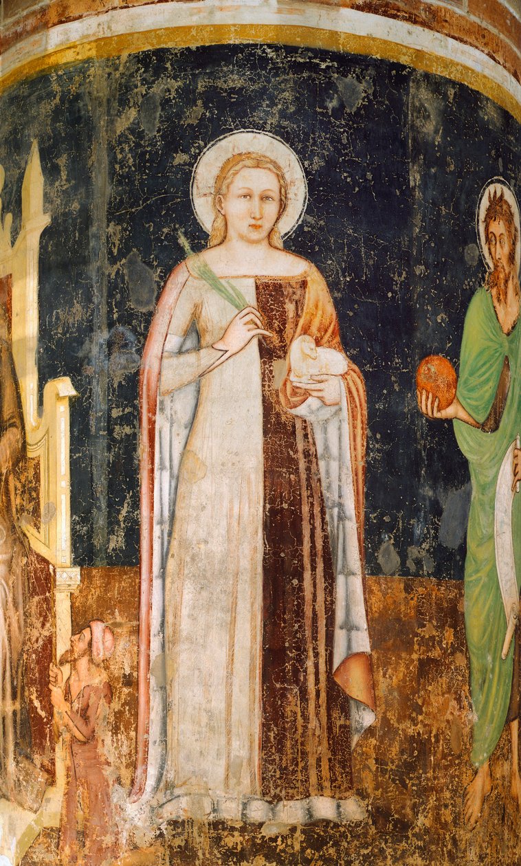 Sainte Agnès, fresque, Église de San Nicolo, Trévise - Tomaso da (late 15th century) Modena