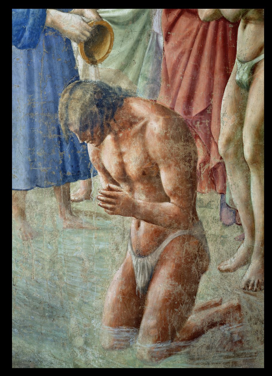 Saint Pierre baptisant les néophytes, détail du néophyte (détail) - Tommaso Masaccio