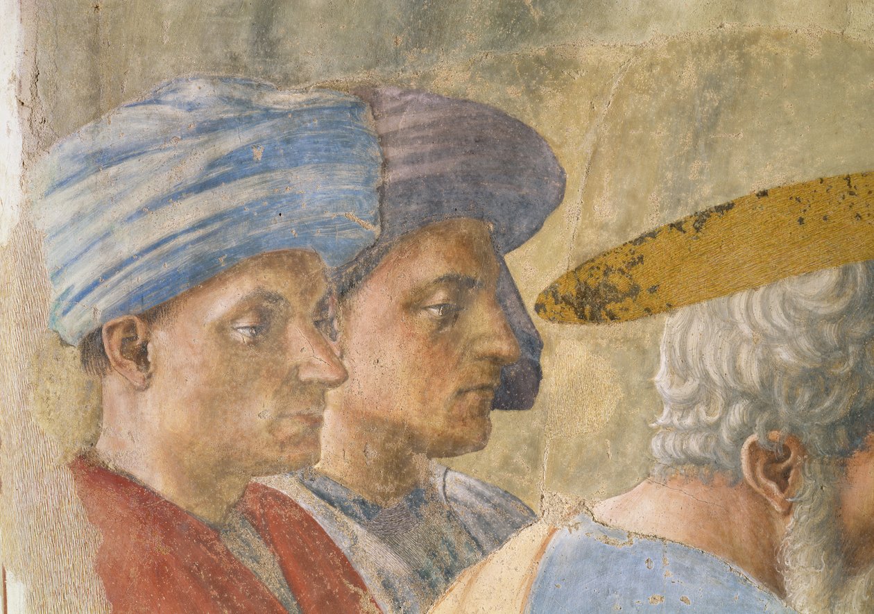 Saint Pierre baptisant les néophytes : détail de deux observateurs turbanés (détail) - Tommaso Masaccio