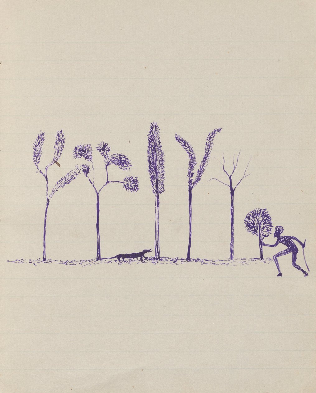 Peuple Kwatkwat - (Aborigène chassant le goanna) Carnet de croquis principalement des activités des Aborigènes et des Blancs - Tommy McRae