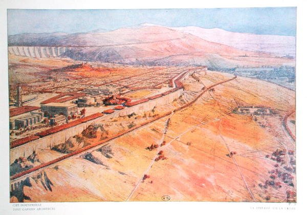 Une terrasse surplombant une vallée, conçu par Tony Garnier (1869-1948) de 