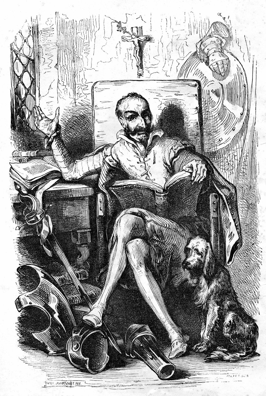 Cervantes en Don Quichotte - Tony Johannot