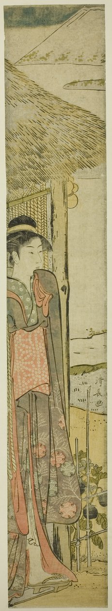 Jeune femme avec des symboles du premier rêve de la nouvelle année - Torii Kiyonaga