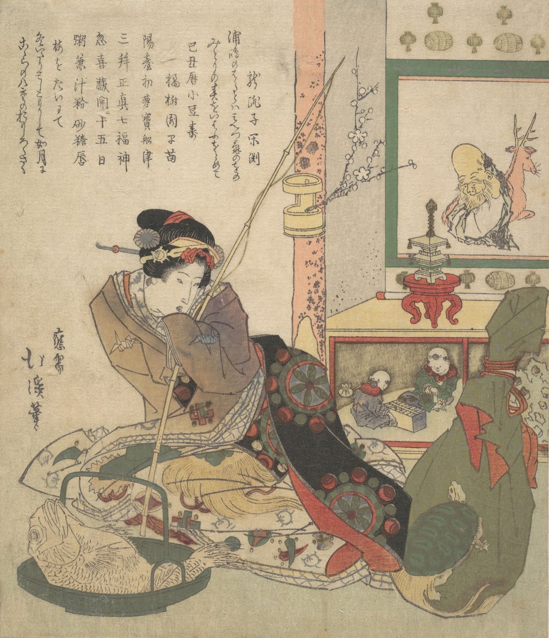 Bijin Urashima et les sept divinités de la fortune Shichi-fuku-jin - Totoya Hokkei