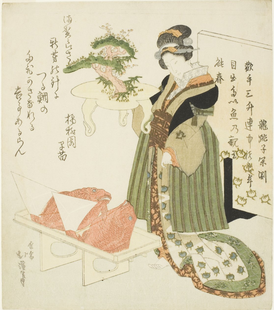 Courtisane portant un plateau décoré - Totoya Hokkei