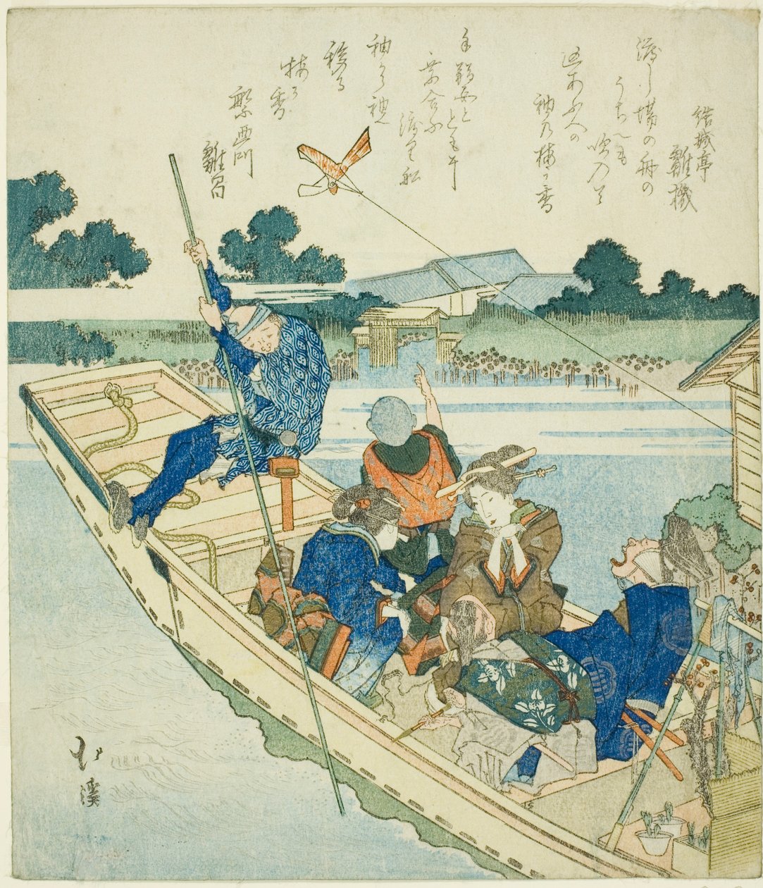 Traversée de la rivière Sumida le jour du Nouvel An - Totoya Hokkei