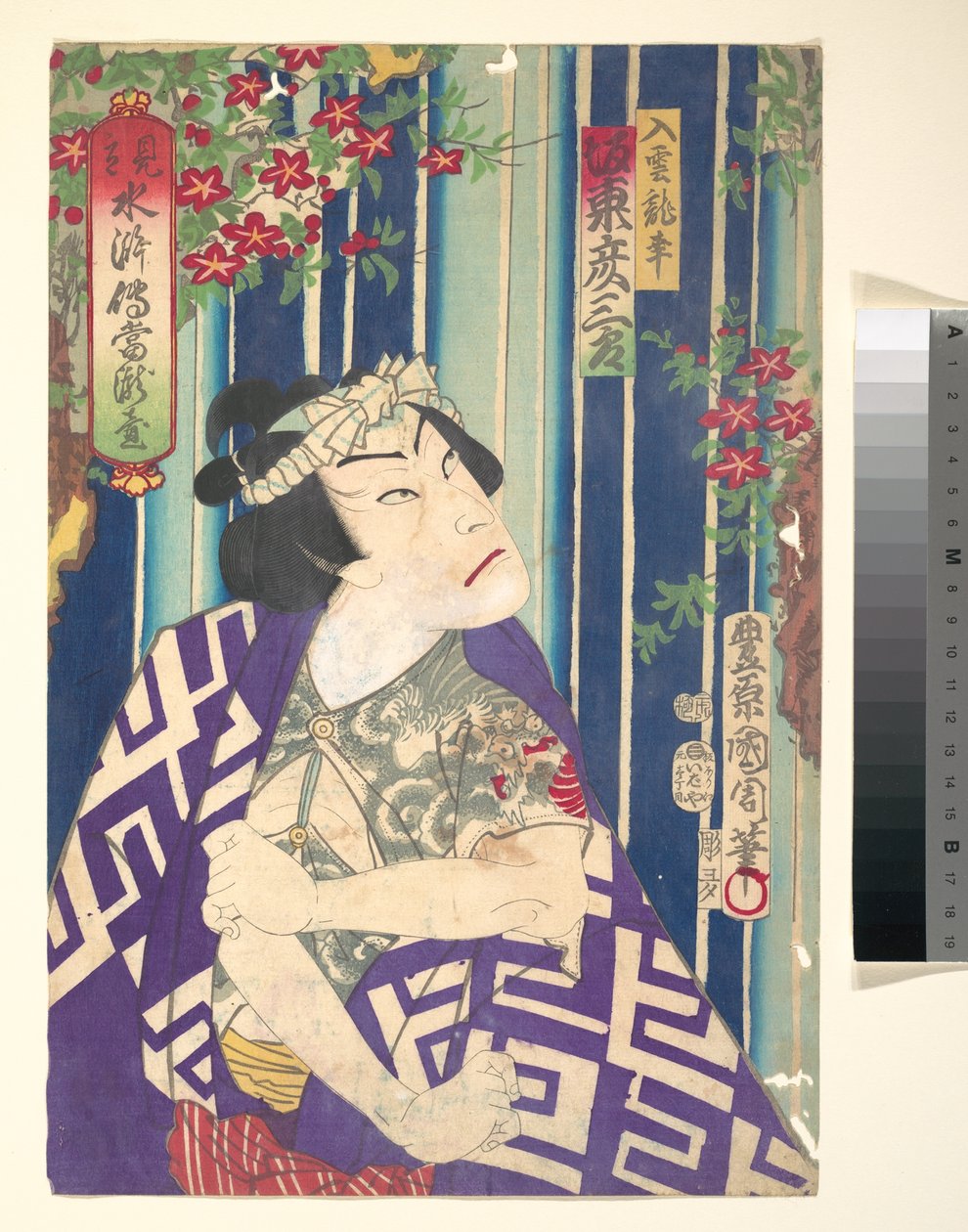 Imaginäres Porträt, Shuihuzhuan der Bühne: Tōryūdai - Schauspieler, Bandō Hikozaburō als Nyūunryū - Toyohara Kunichika
