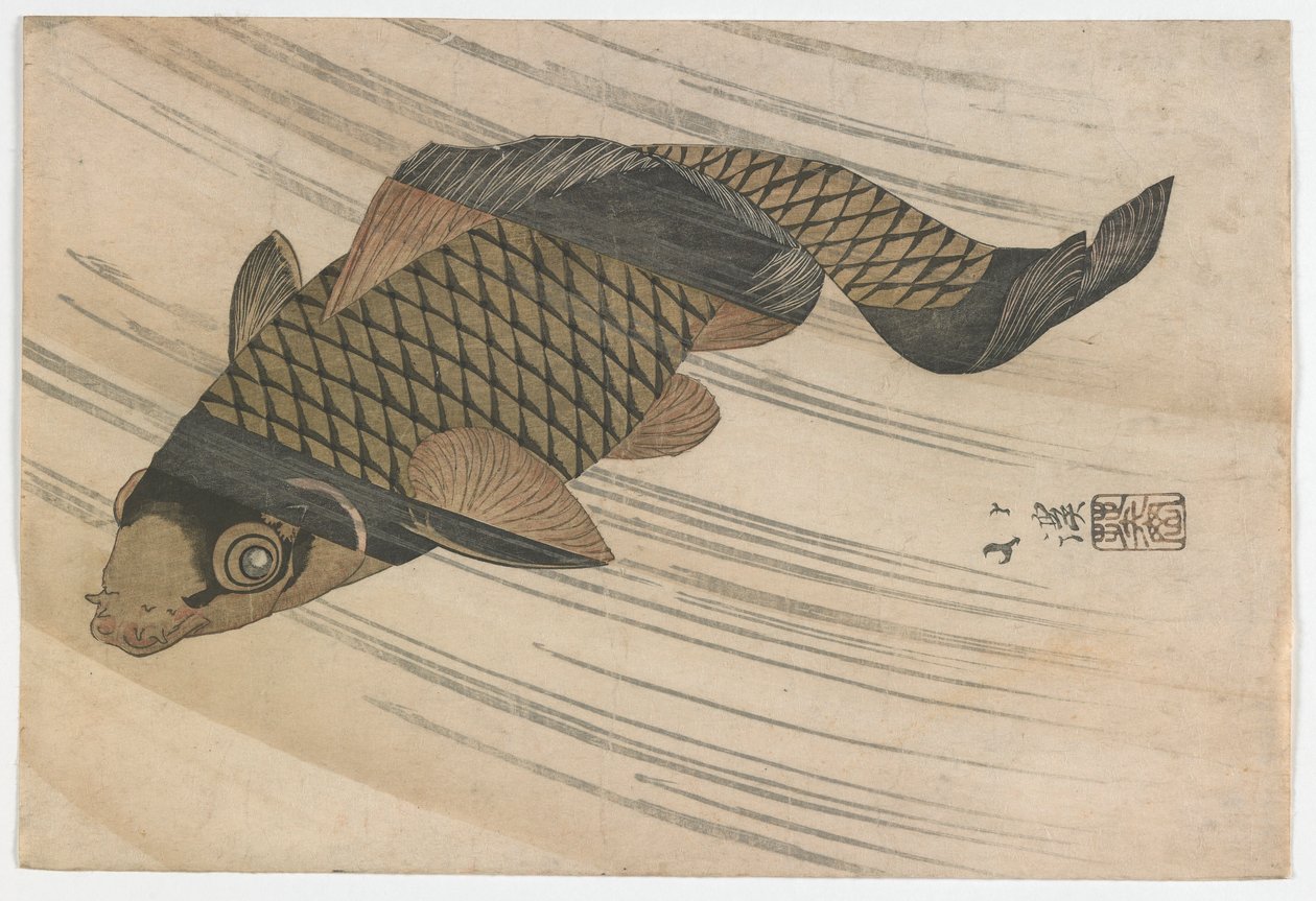 Carpes remontant le courant, période Edo, milieu des années 1820 - Toyota Hokkei