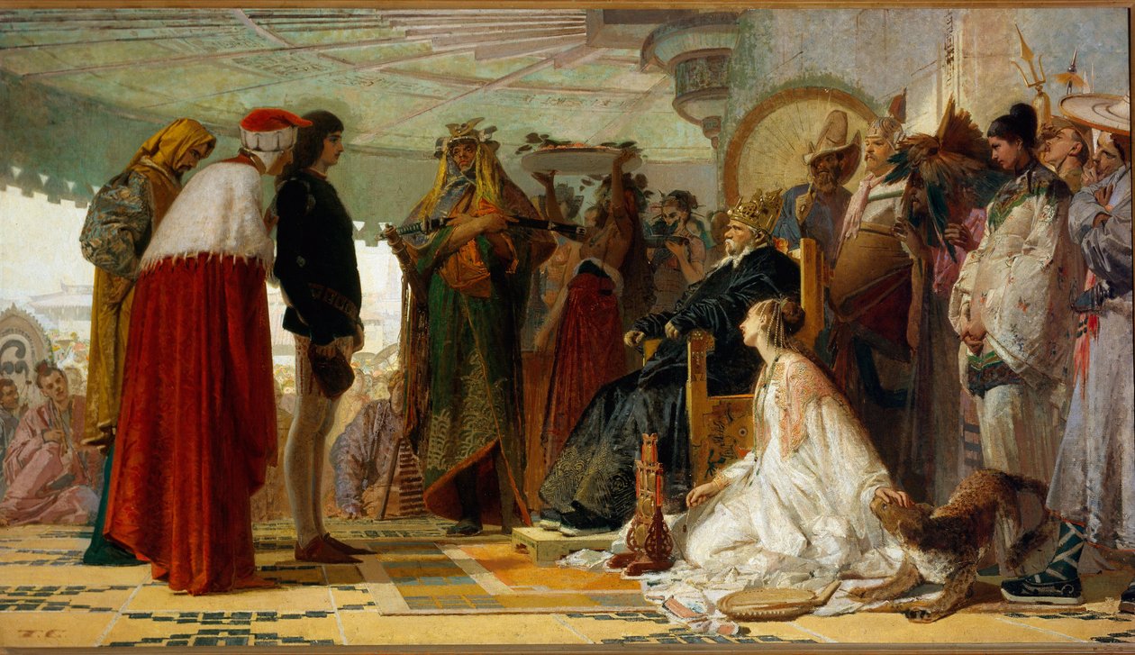 Le navigateur vénitien Marco Polo devant le grand Qubilai - Tranquillo Cremona
