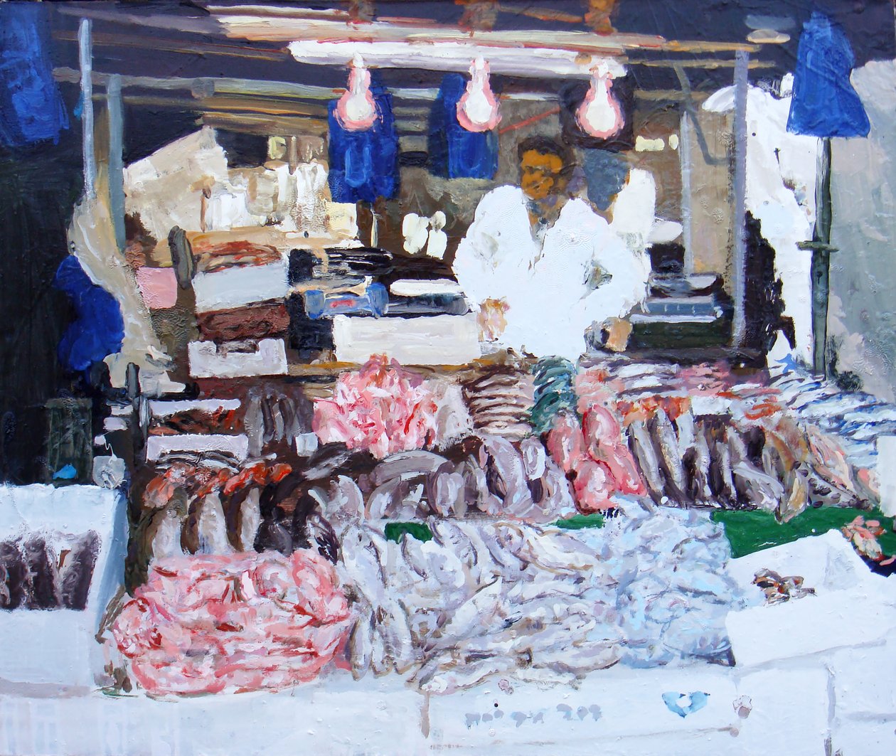 Établissement de poissons (Ridley Road, Londres), 2009 (huile sur toile) - Trevor Burgess