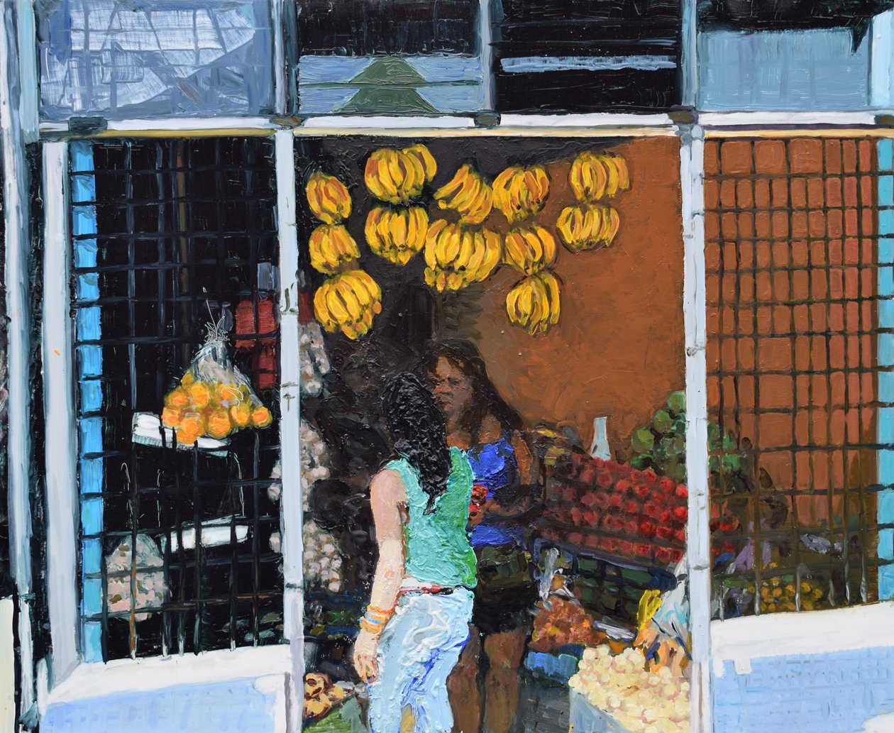Étalage de fruits (San José, Costa Rica), 2016 (huile sur carton) - Trevor Burgess