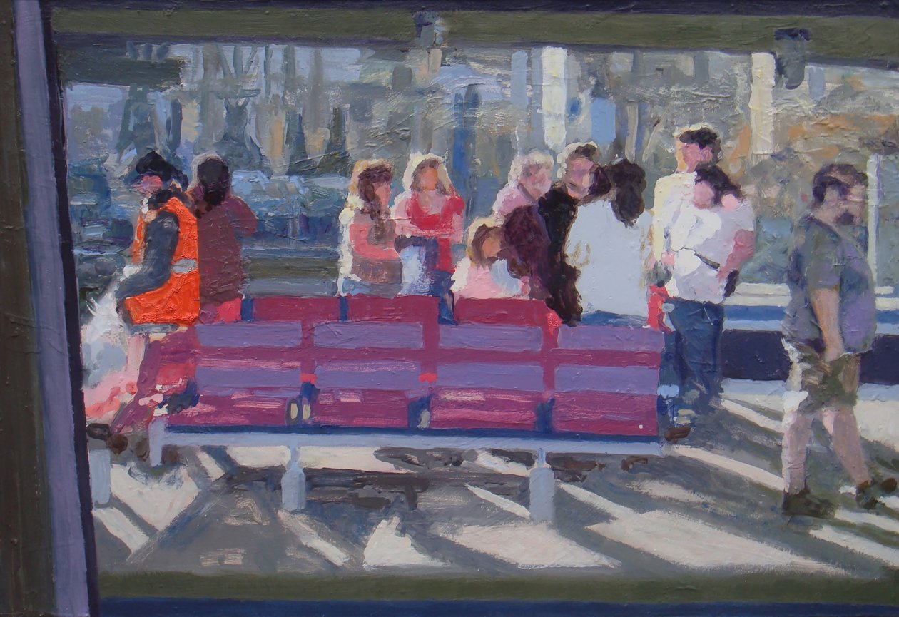 Vue à travers la fenêtre du train, 2010 (huile sur carton) - Trevor Burgess