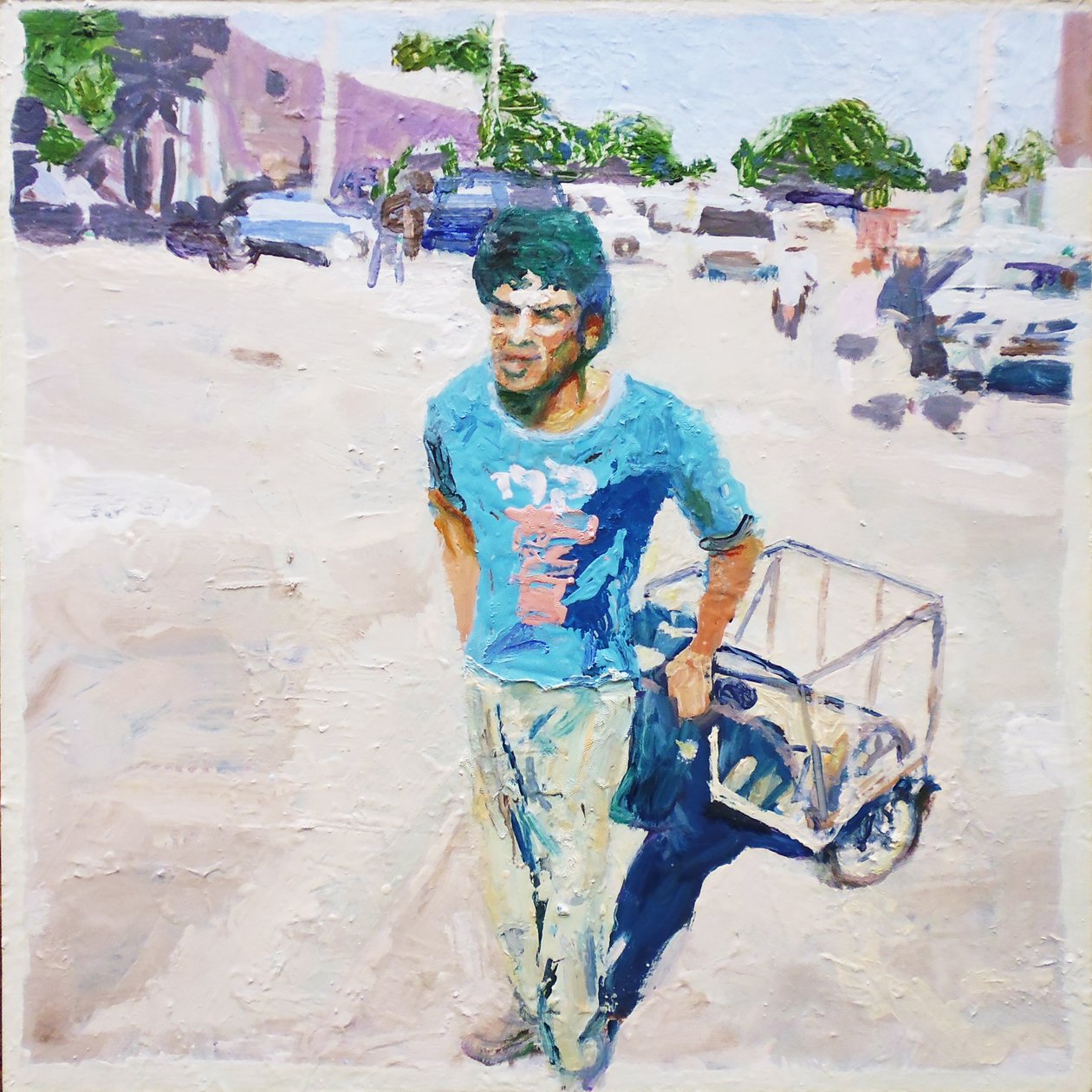 Trolley man (San Juan, Argentine), 2014 (huile sur carton) - Trevor Burgess