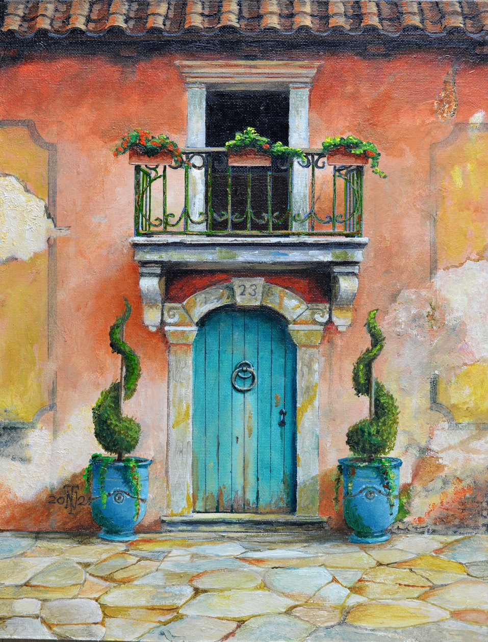 Anduze Planters, Aix-en -Provence, France, 2024 (oil on board) - Trevor Neal