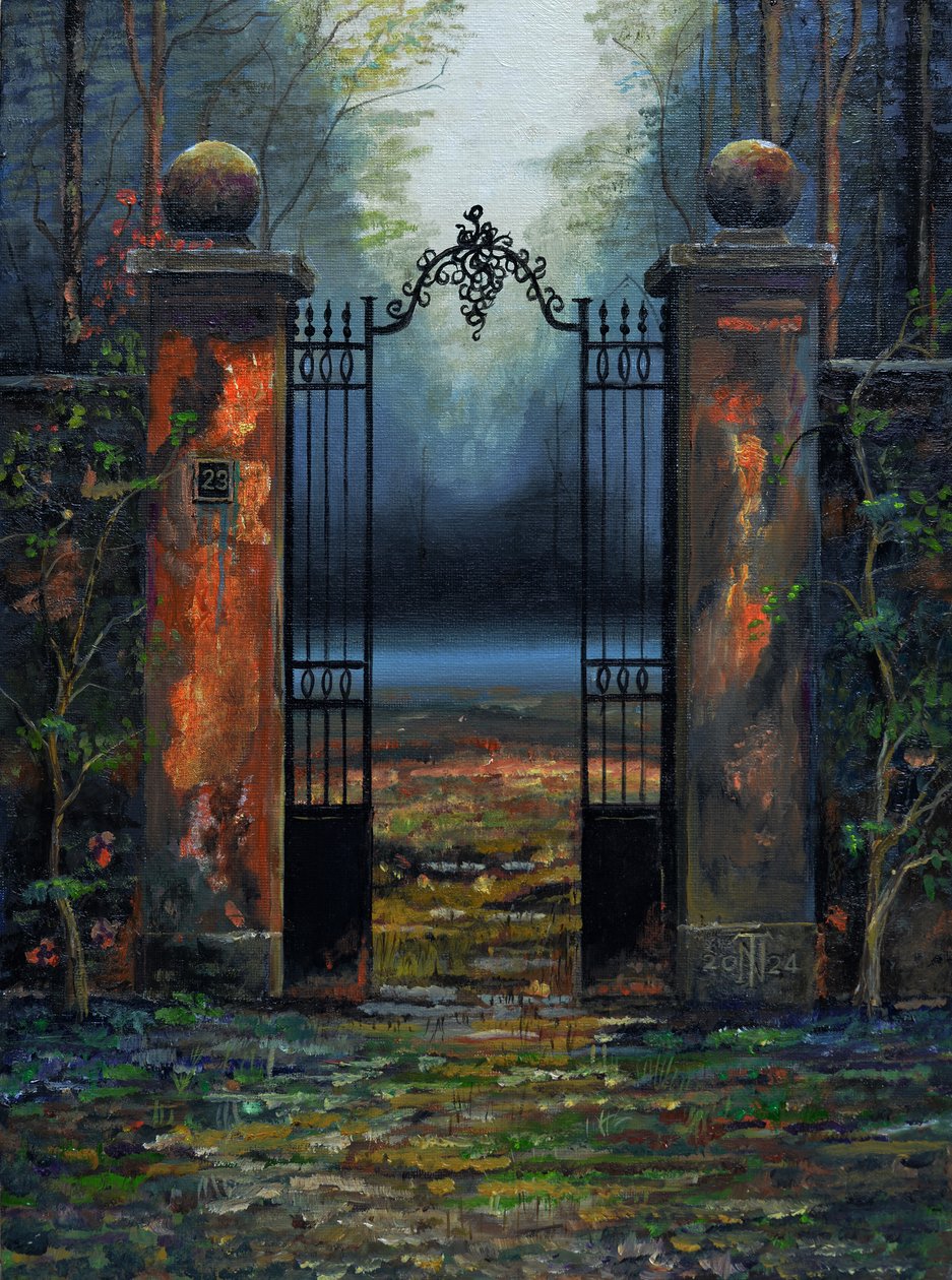 Portes du château, France, 2024 (huile sur carton) - Trevor Neal