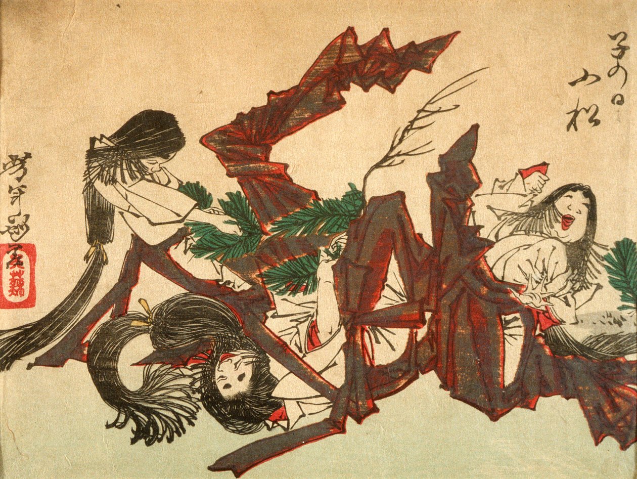 Ziehen von Kieferntrieben am Tag der Ratte - Tsukioka Yoshitoshi