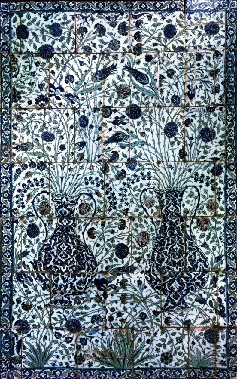 Panneau décoratif avec deux vases et des fleurs - Turkish School