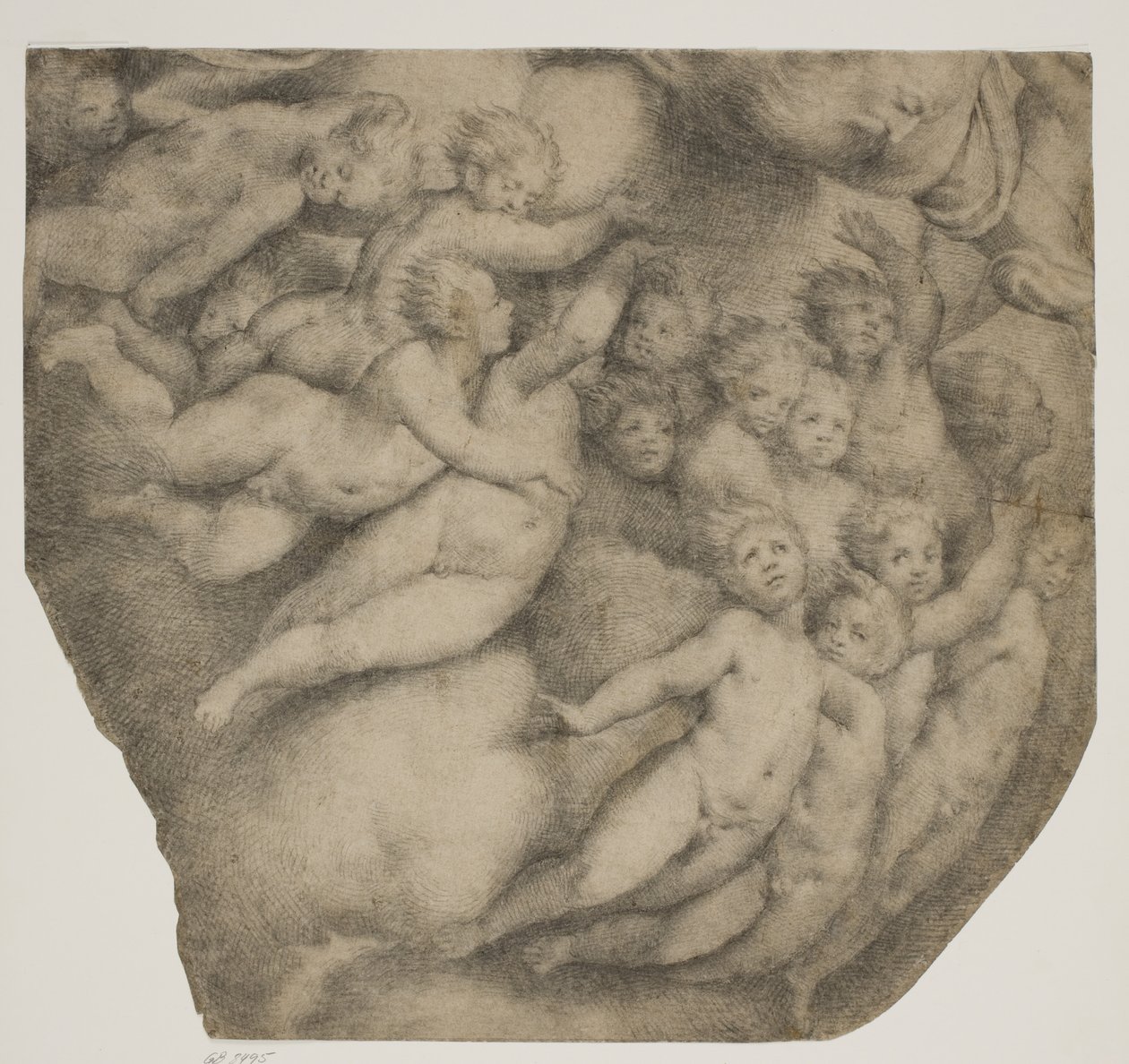 Dieu le Père porté par des anges dans les nuages, d