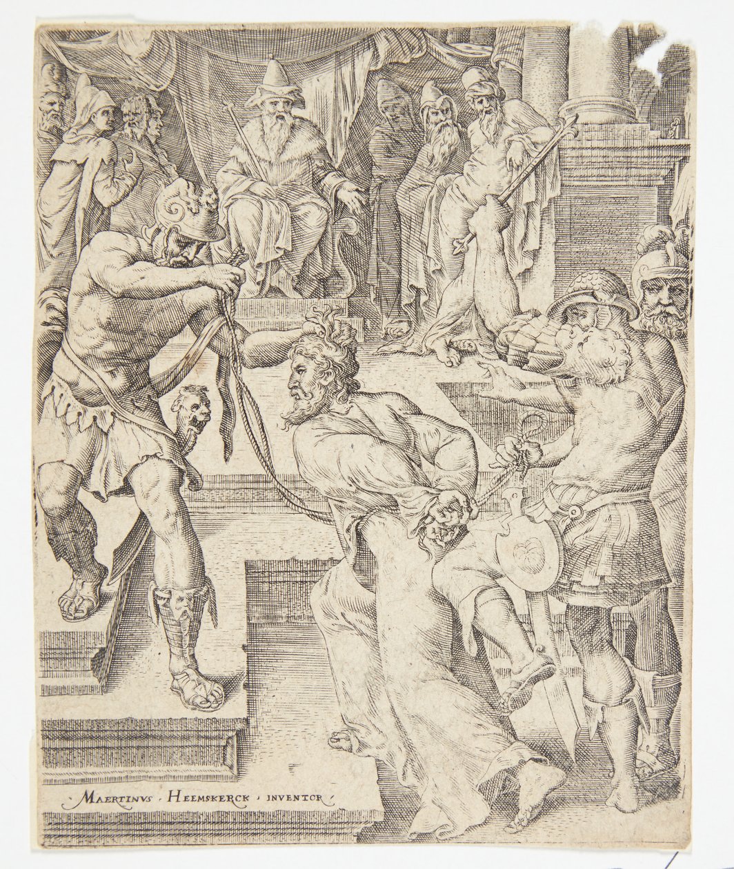 Le Christ devant Caïphe - Ubekendt efter Dirck Volckertsz. Coornhert efter Maarten van Heemskerck
