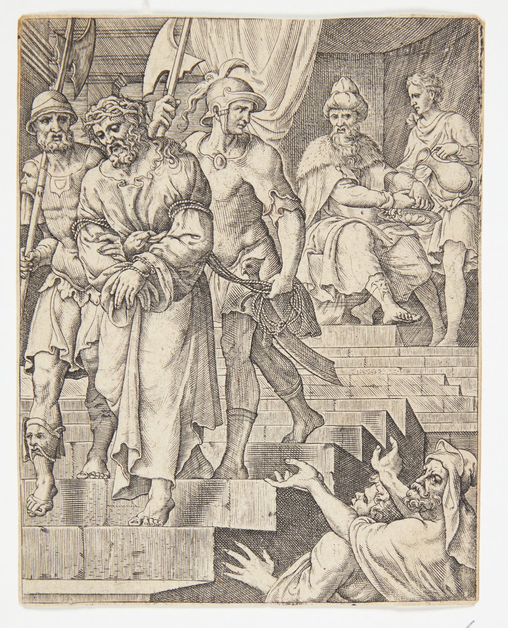 Pilate se lavant les mains - Ubekendt efter Dirck Volckertsz. Coornhert efter Maarten van Heemskerck
