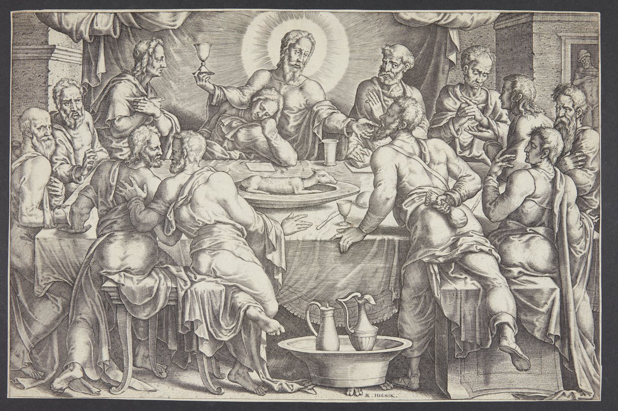 Le Christ prédisant la trahison de Judas Iscariot lors de la dernière cène - Ubekendt efter Maarten van Heemskerck