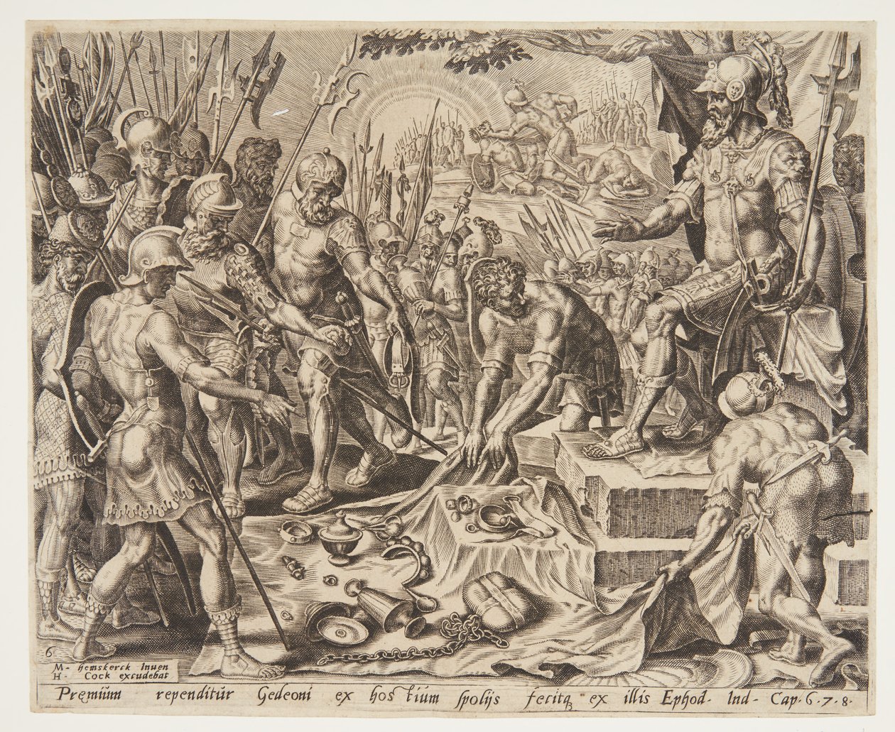 Gédéon recevant une part du butin - Ubekendt efter Maarten van Heemskerck
