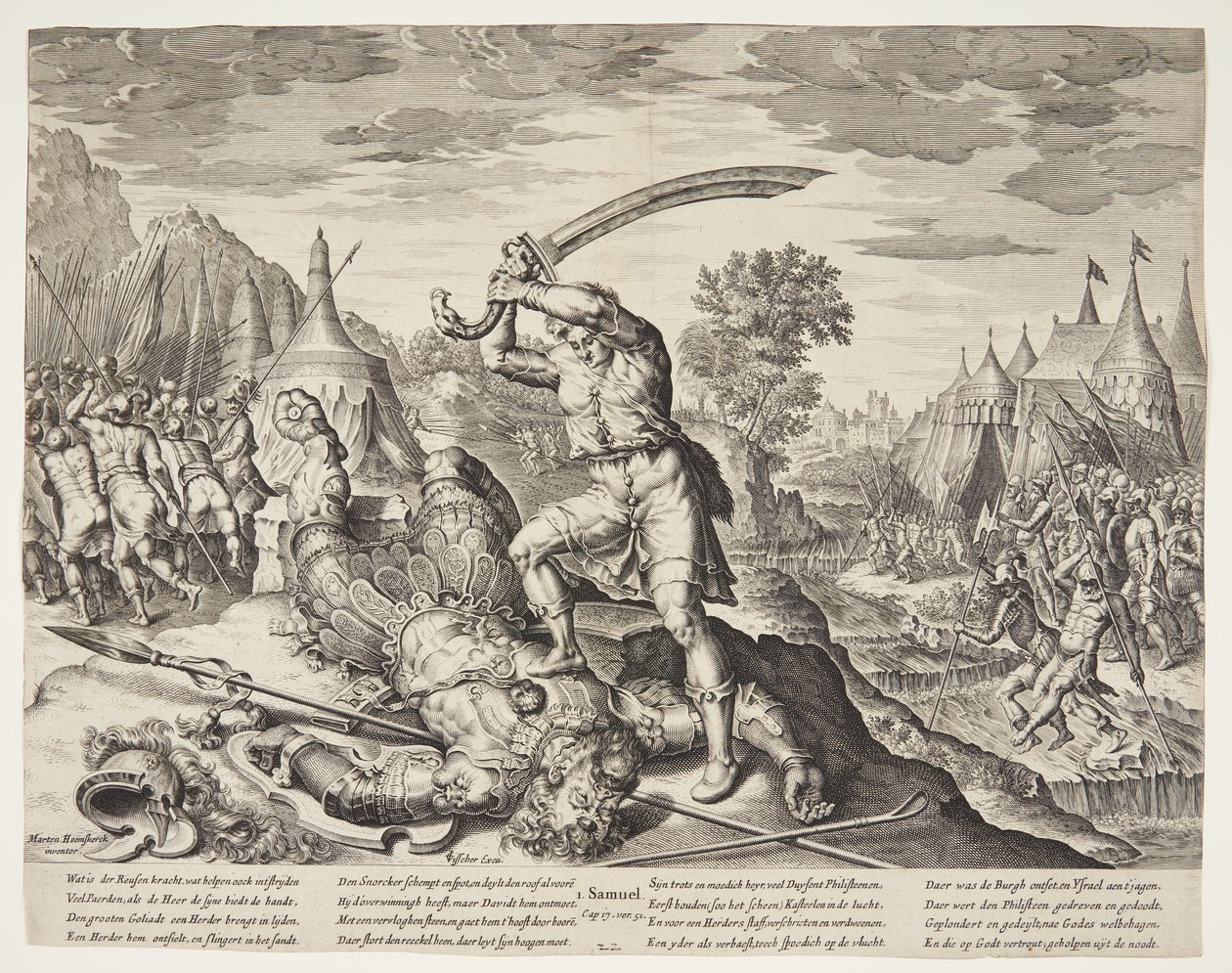 David coupant la tête de Goliath - Ubekendt efter ubekendt efter Maarten van Heemskerck
