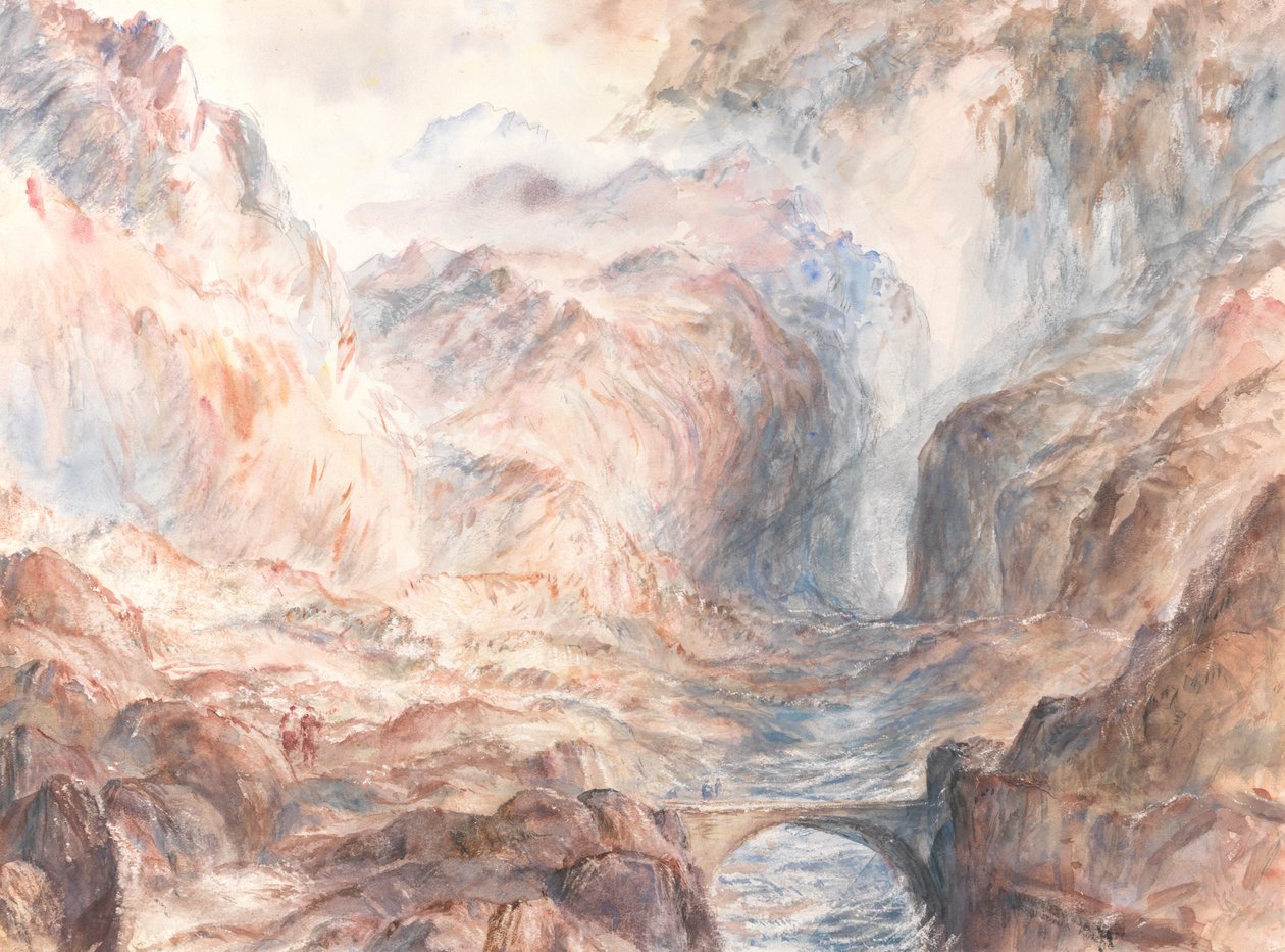 Paysage alpin avec figures et pont - Unbekannt Unbekannt