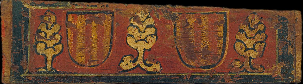 Panneau de plafond avec armoiries rayées de la Maison de Barcelone et motifs végétaux - Unbekannt Unbekannt