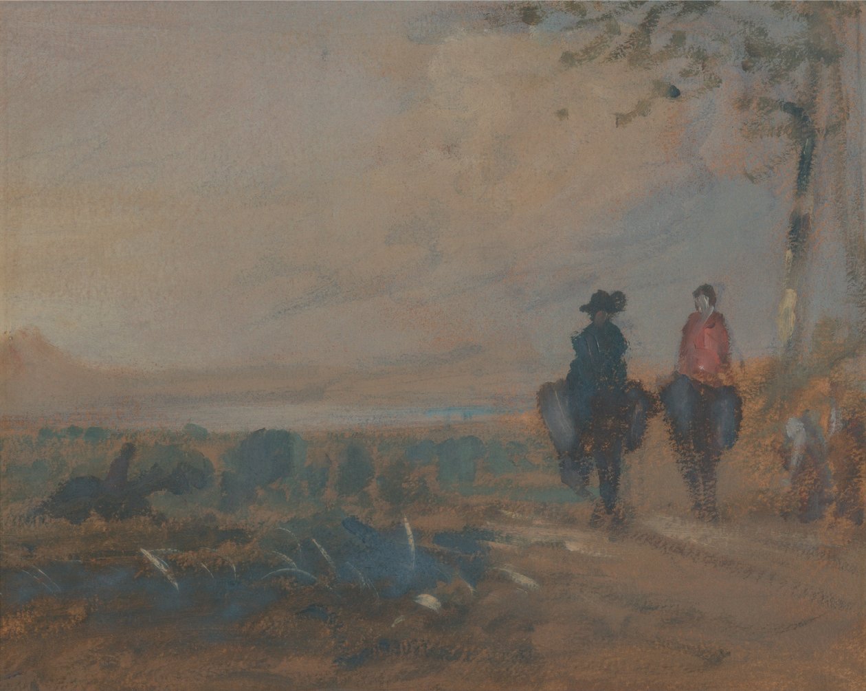 Paysage avec lac et deux cavaliers - Unbekannt Unbekannt