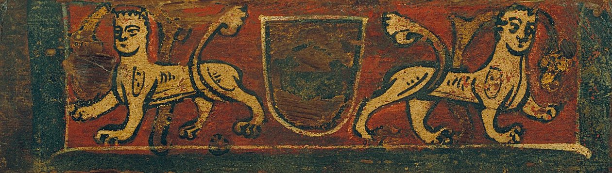 Petit panneau de plafond à caissons avec armoiries et manticores - Unbekannt Unbekannt