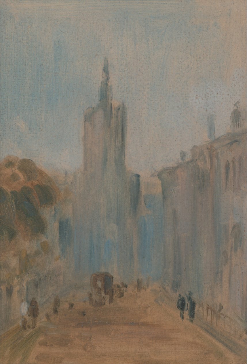 Rue avec église et figures - Unbekannt Unbekannt