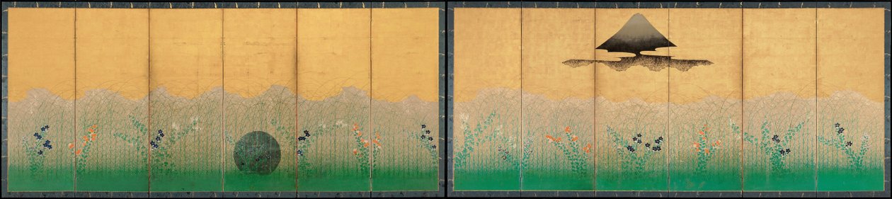 La plaine de Musashi, le mont Fuji et la lune - Unbekannt Unbekannt
