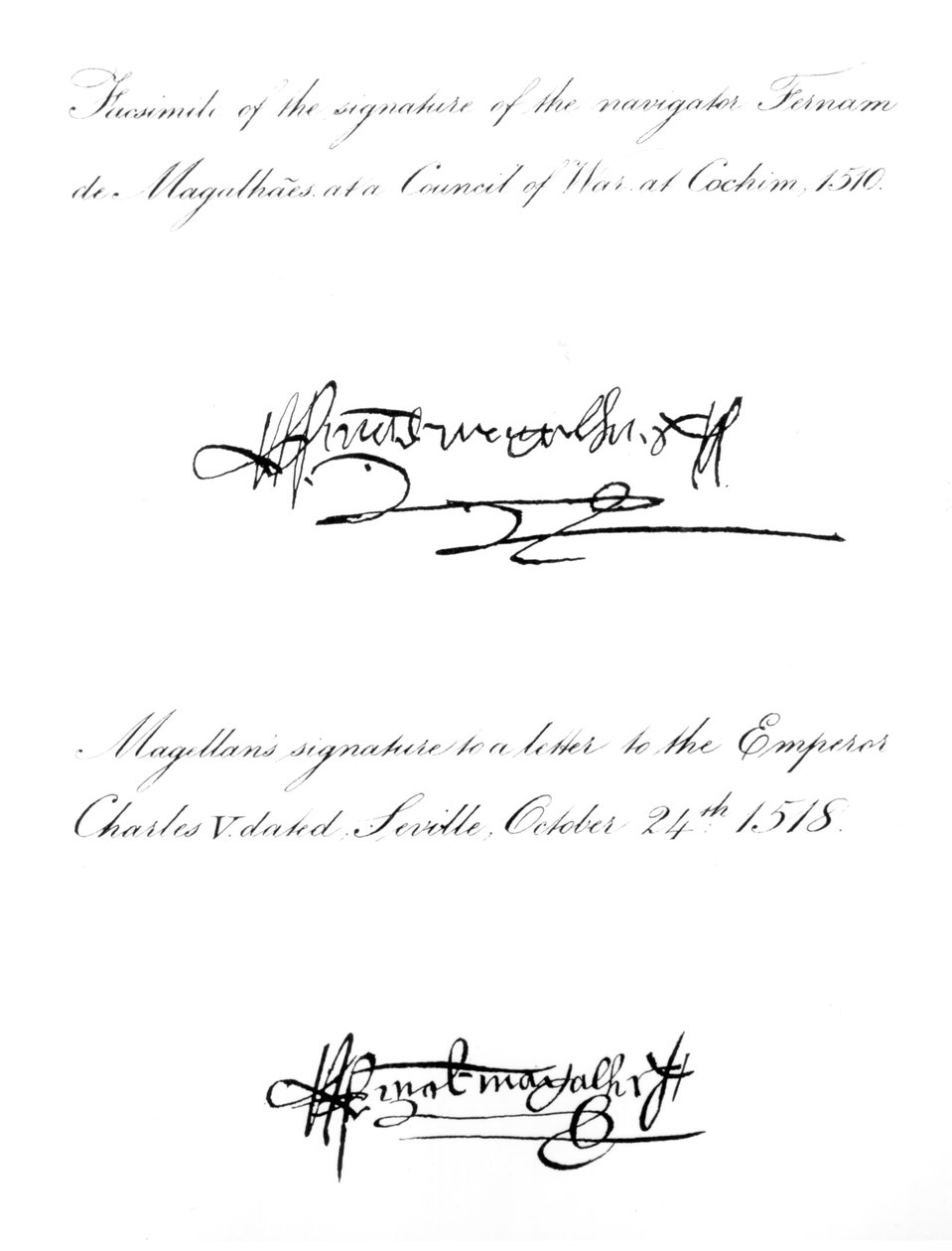 Deux exemples de la signature de Ferdinand Magellan (vers 1480-1521), de 1510 et 1518 - Unbekannt Unbekannt
