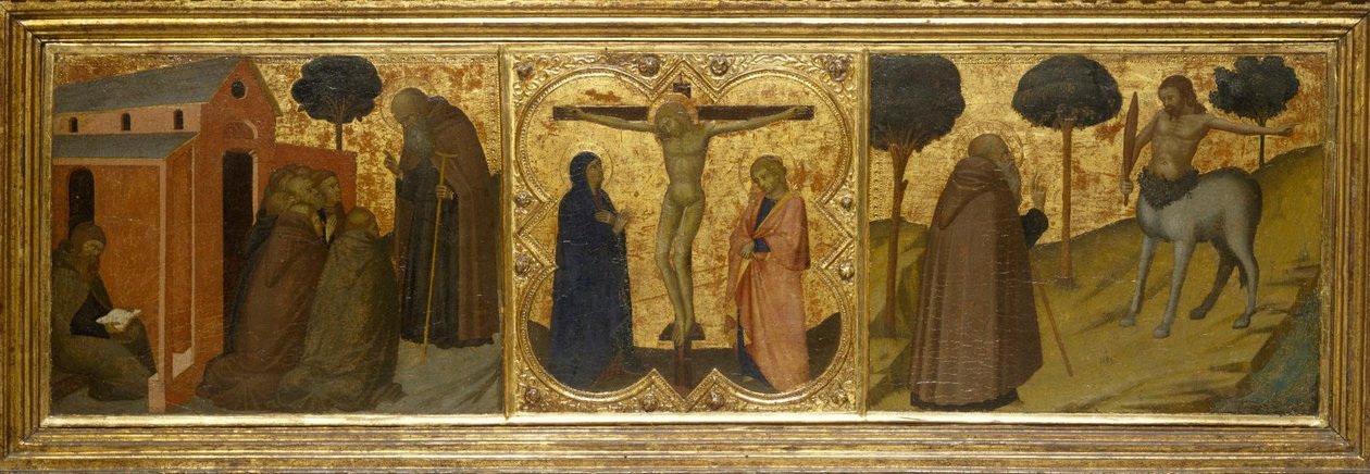 Saint Antoine Abbé prêchant ; Christ en croix avec la Vierge et Saint Jean ; Saint Antoine Abbé - Unbekannt Unbekannt