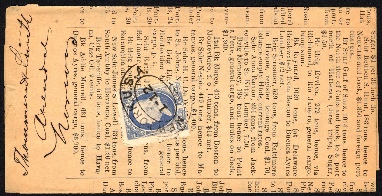 1c Franklin couverture tarif imprimé, 12 janvier 1884 - Unbekannt