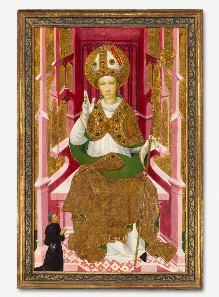 Un saint évêque avec un donateur Saint Louis de Toulouse, début des années 1400 - Unbekannt