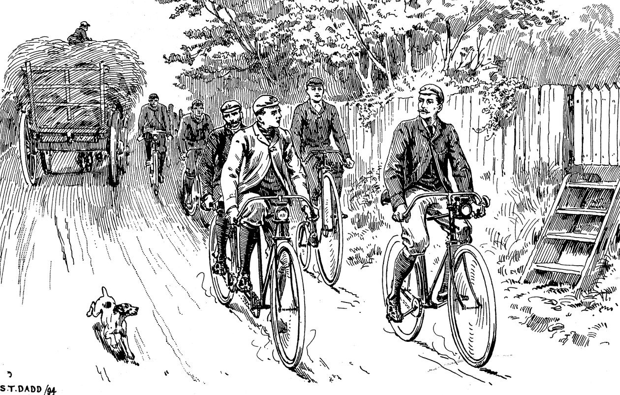 Un club de cyclisme britannique en balade à la campagne, 1895 - Unbekannt