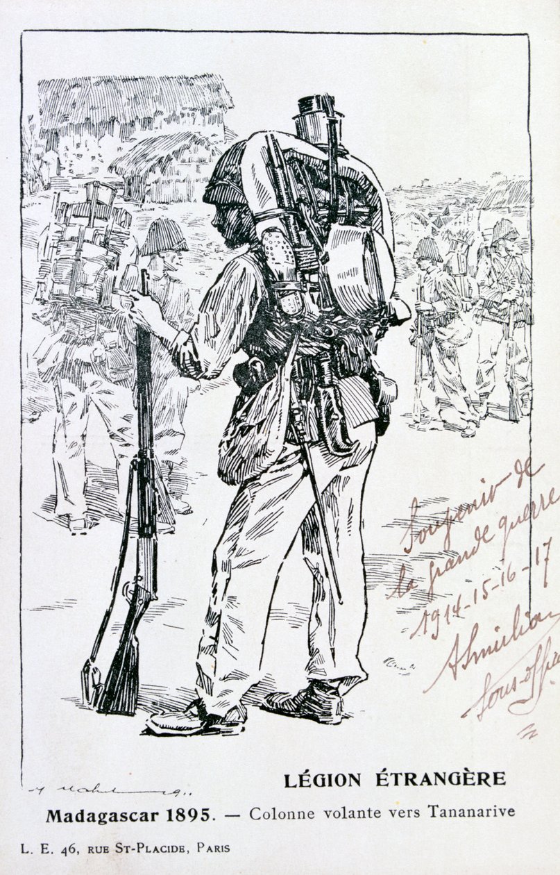 Une colonne de la Légion étrangère française avançant vers Tananarive, Madagascar, 1895 - Unbekannt