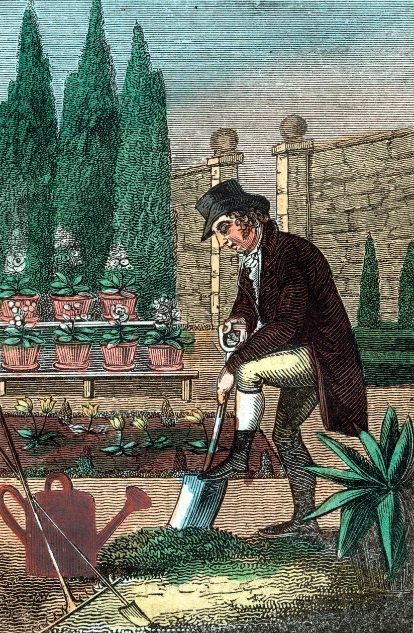 Un jardinier creusant avec une bêche, 1821 - Unbekannt