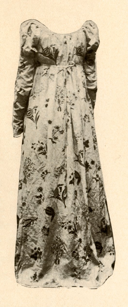 Une robe en chintz glacé buff, portée par Madame Chevalier, vers 1795, 1937 - Unbekannt