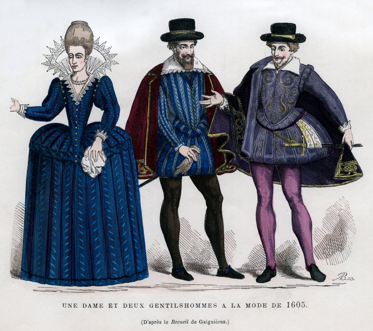 Une dame et deux messieurs en costume français de 1605, 1882-1884 - Unbekannt