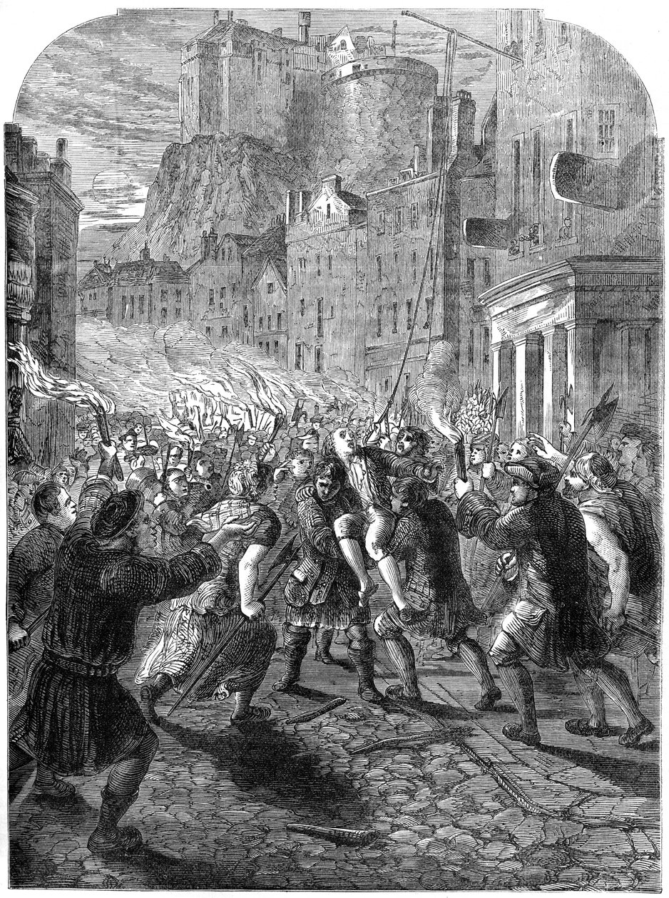 Une foule portant le capitaine John Porteous à son exécution, Édimbourg, 1736 19ème siècle - Unbekannt