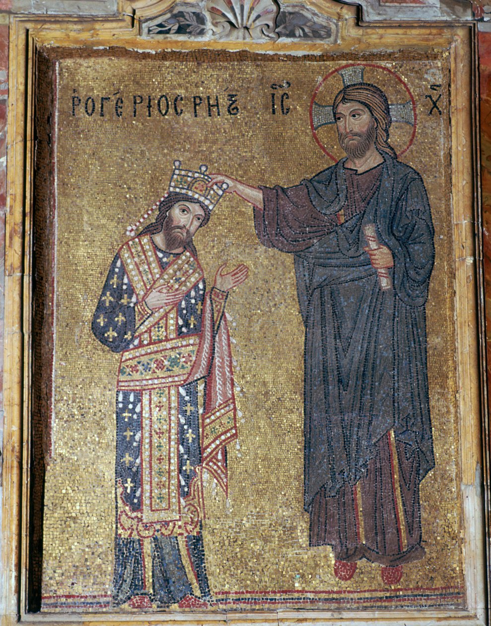 Mosaïque de Christ couronnant Roger II, 12e siècle - Unbekannt