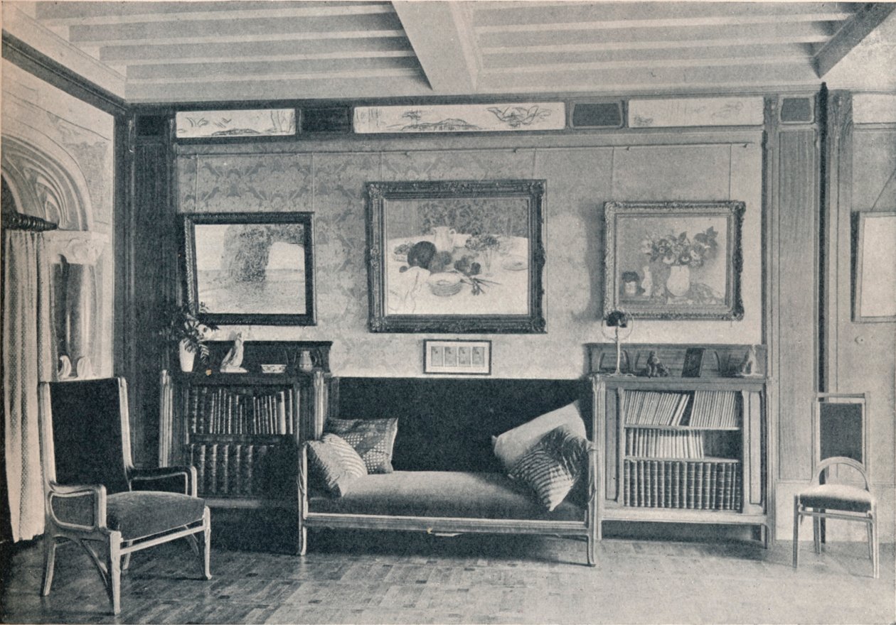 Une pièce dans la résidence parisienne de monsieur G. Roucher, avec des meubles de Maurice Dufrene, vers 1909 - Unbekannt