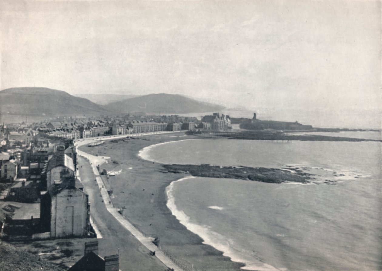 Aberystwith - Vue de la baie, montrant le château et l