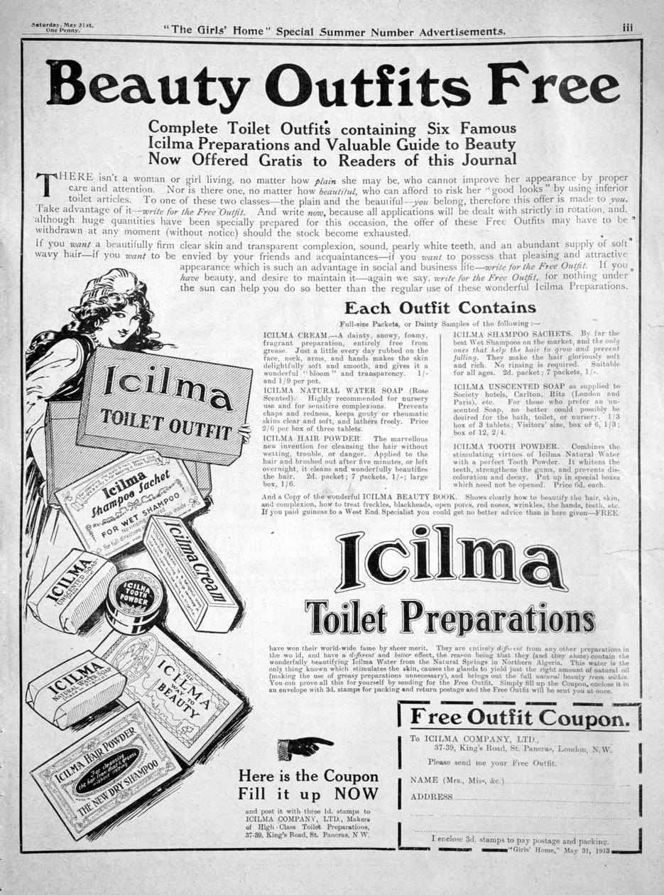 Publicité pour les préparations de toilette Icilma, 1913 - Unbekannt