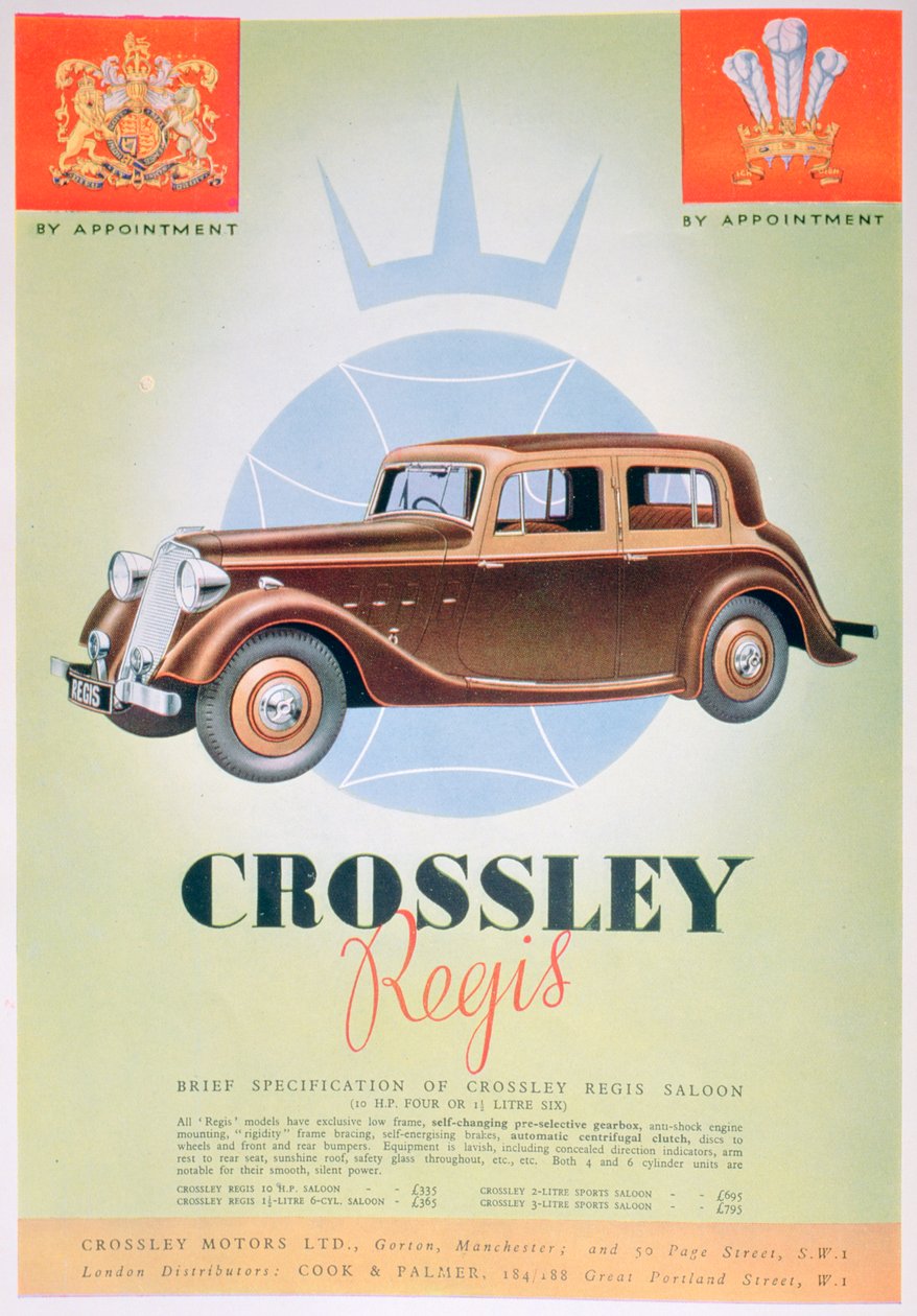 Publicité pour la voiture Crossley Regis, 1935 - Unbekannt