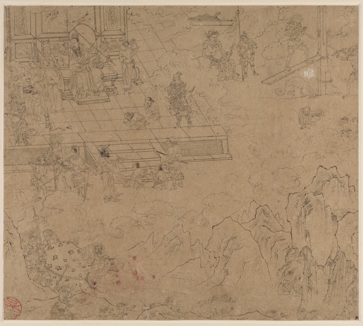 Album de thèmes taoïstes et bouddhistes : Rois des Enfers : Feuille 39, 1200s - Unbekannt